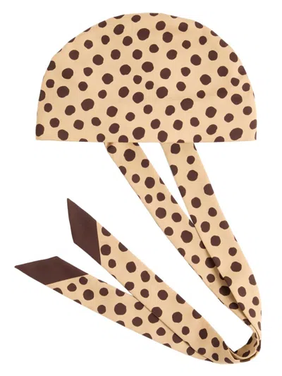 Valentino Garavani Women's Dalmatian Dot And Extra Polka Dot Headband In Cotton And Silk In Brown