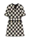 Valentino Womens Betulla Nero Diamond-check Textured Woven Mini Dress In Black