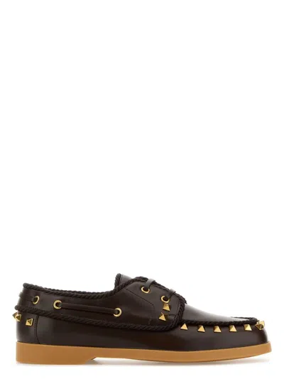 VALENTINO GARAVANI WOMEN'S DARK LEATHER LOAFERS