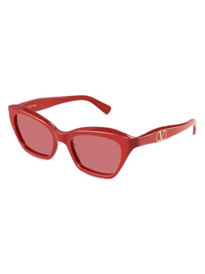 Valentino Red Linea V Logo Recycled Acetate Cat-eye Sunglasses