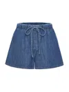 Valentino Drawstring Denim Shorts In Denim