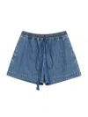 Valentino Denim Chambray Shorts Woman Blue 40 In Blue