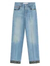 Valentino Straight-fit Denim Pants With Colorful Embellishments In Blue