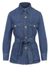 Valentino Denim Safari Jacket In Blue
