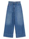 Valentino Cuffed Ankle Jeans With Front Button And Zip Closure In Blue