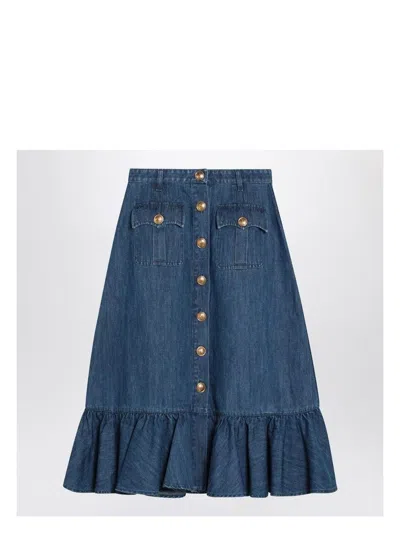Valentino Women's Denim Midi Skirt