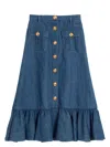 Valentino Garavani Blue Denim Cotton Skirt In Blue
