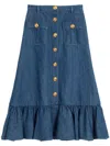 Valentino Garavani Blue Denim Cotton Skirt In Multicolor