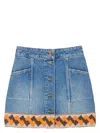 Valentino Garavani Denim Mini Skirt With Jacquard Trim