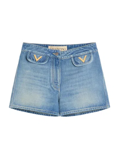 Valentino Women's Denim Shorts In Blue