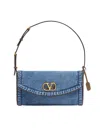 Valentino Garavani  Garavani Devain Small Denim Shoulder Bag Woman Denim Uni In Blue