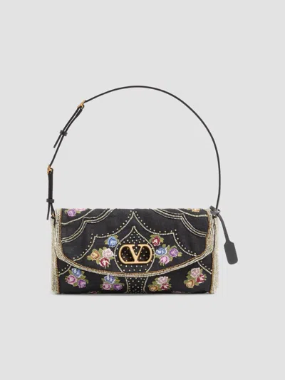 Valentino Garavani Women's Devain Small Embroidered Shoulder Bag In Black Multi