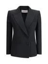 Valentino Double-breasted Blazer With Wide Peak Lapels In Black