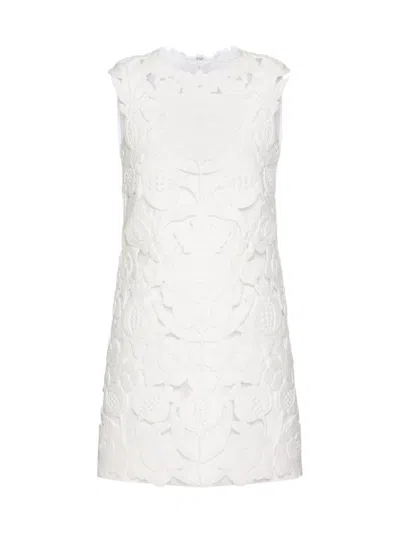 Valentino Women's Double Splittable Gabardine Short Dress In White