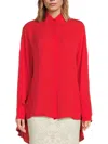 Valentino Women's Draped Back Silk Shirt In Red