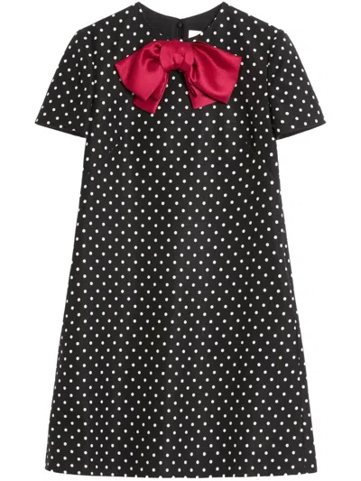 Valentino Dotted Mini Dress In Black