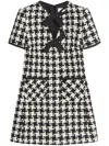 Valentino Embroidered Damier Light Tweed Short Dress In Multi