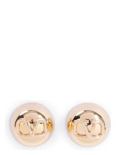 Valentino Garavani Half-moon Stud Round Brass Earrings In Metallic