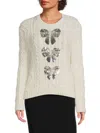 Valentino Women's Embellished Cable-knit Wool-blend Sweater In Neutral