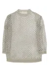Valentino Sequin-embellished Metallic Open-knit Linen-blend Sweater