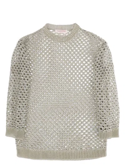 VALENTINO WOMEN'S EMBELLISHED CROCHET SWEATER