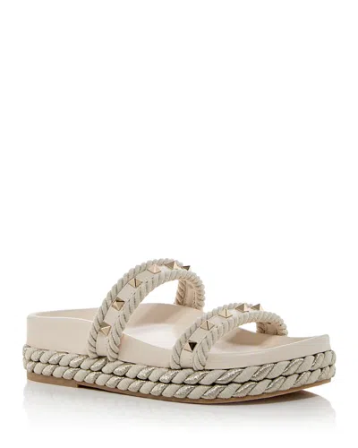 Valentino Garavani Women's Embellished Espadrille Slide Sandals In White