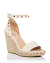 Valentino Garavani Rockstud Leather Espadrille Wedge Sandals In Light Ivory