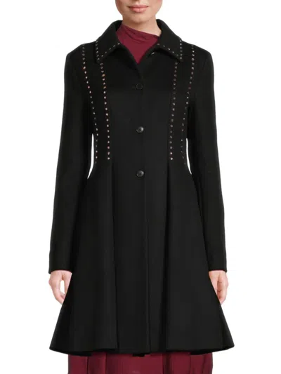 Valentino Women's Embellished Virgin Wool Coat In Black