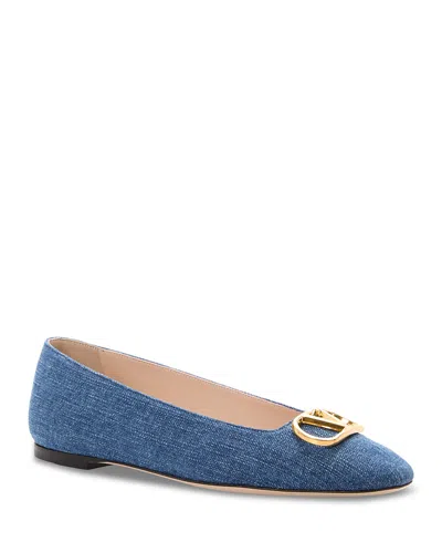 Valentino Garavani Women's Embellished Vlogo Ballet Flats In Blue