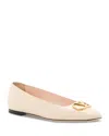 Valentino Garavani Vlogo White Lamb Leather Goat Leather Classic Ballet Flats In Neutral