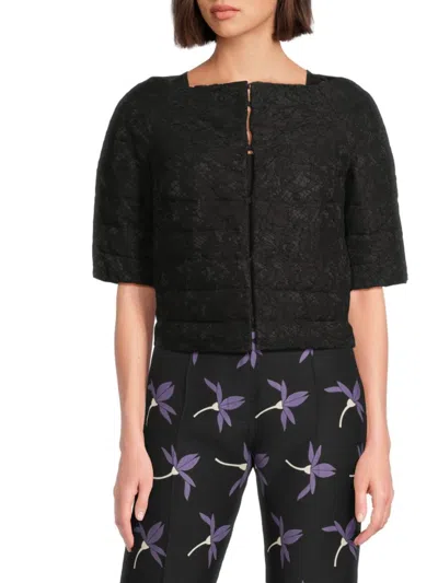 Valentino Women's Embroidered Cotton-blend Down Jacket In Black