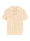 Valentino Embroidered Cotton Knit Polo Woman Ivory Xs In Neutral