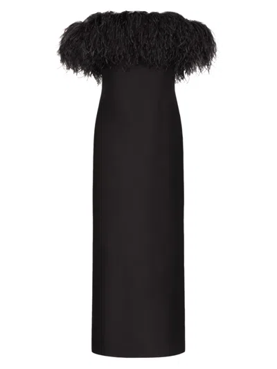 Valentino Women's Embroidered Crepe Couture Dress In Black