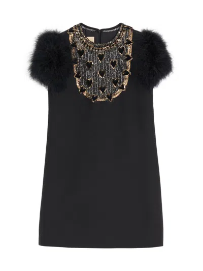 Valentino Women's Embroidered Crepe Couture Short Dress In Black