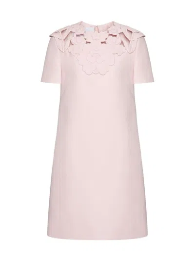 Valentino Women's Embroidered Crepe Couture Short Dress In Grey Rose |  ModeSens