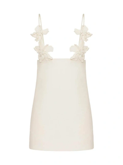 Valentino Women's Embroidered Crepe Couture Short Dress In Neutrals