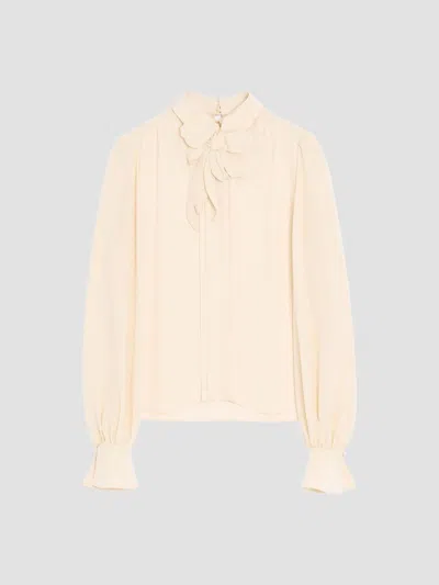 Valentino Silk Floral-embroidered Blouse In White