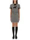 Valentino Women Embroidered Damier Light Tweed Short Dress