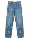 Valentino Embroidered Embellished High-rise Straight-leg Jeans In Blue