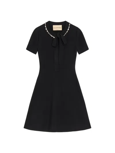 Valentino Women's Embroidered Knit Dress In Black