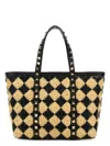 Valentino Garavani Mini Embroidered Raffia Rockstud Handbag In Pattern
