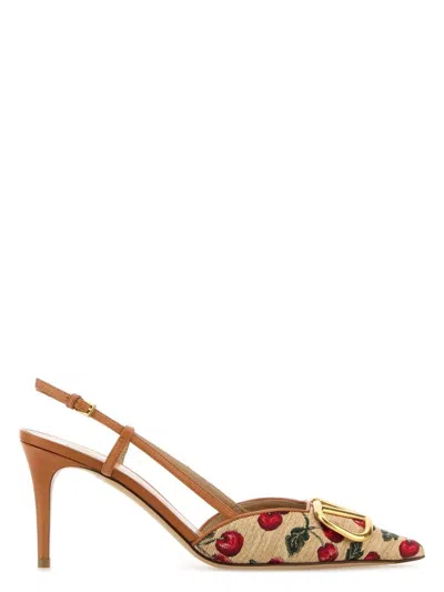 VALENTINO GARAVANI WOMEN'S EMBROIDERED RAFFIA VLOGO SIGNATURE PUMPS