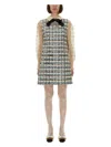 Valentino Tweed Dress With Bow-embellished Sleeves