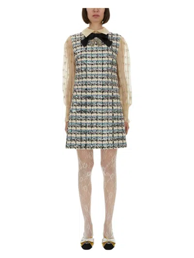 VALENTINO WOMEN'S EMBROIDERED TWEED DRESS
