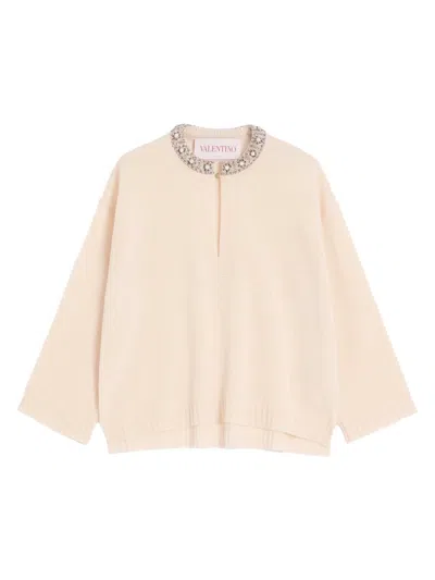Valentino Women's Embroidered Wool Sweater In Birch