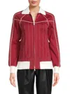 VALENTINO WOMEN'S EMBROIDERY STRIPED ZIP FRONT JACKET