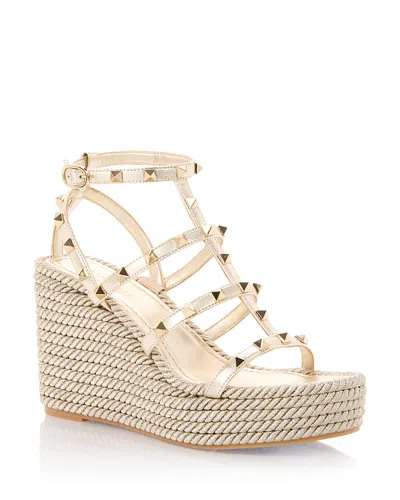 Valentino Garavani Women's Espadrille Wedge Sandals In Gold