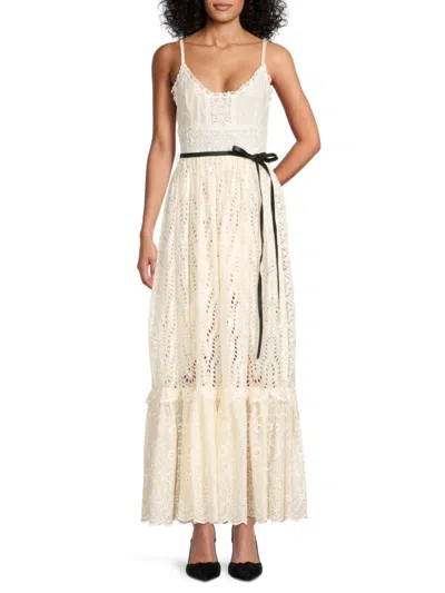 Valentino Women's Eyelet Maxi Dress In Beige