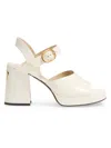 Valentino Sandalo Con Plateau Fawcette In Vitello Abrasivato 100mm In White