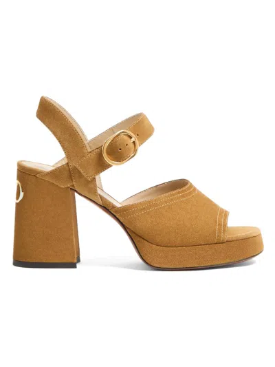 Valentino Garavani 100mm Fawcette Vlogo Suede Platform Sandals In Neutral